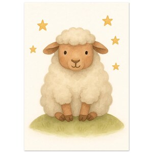 Póster infantil de oveja adorable y tierno - Decoración perfecta para la habitación del bebé - Impresión ecológica