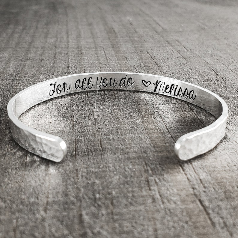 Hand Stamped Jewelry Mothers Day Gift Personalized Engraved Bracelet Secret Message Bracelet Inspirational Quote Bracelet Mom Gift image 6