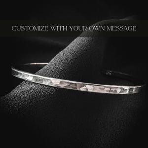 Custom Engraved Sterling Silver Bracelet: Hand Stamped Message Cuff