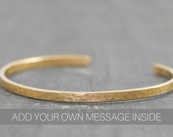 Custom Engraved Gold Bracelets for Women, 14K Gold Filled Cuff Bracelet, Personalized Wedding Anniversary Gift for Her, Hand Stamped Cuff