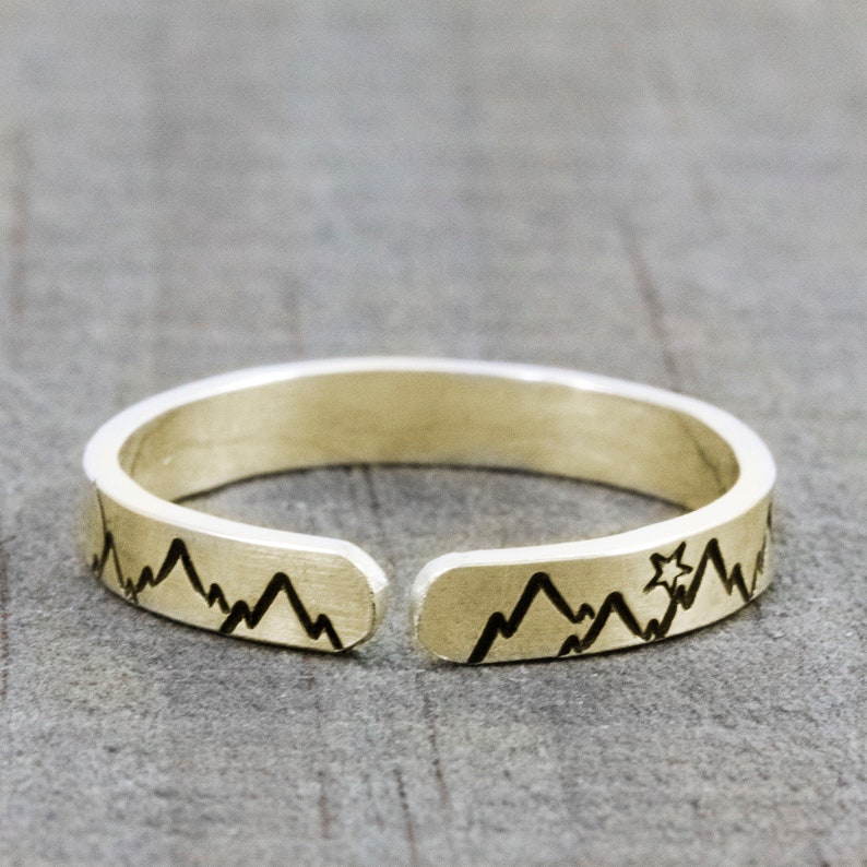 Nature Ring Destination Wedding Mountain Elopement Gift for New Bride Alternative Engagement Ring for Women Rose Gold Mountain Ring