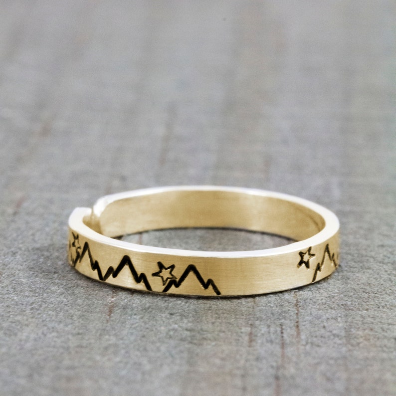 Nature Ring Destination Wedding Mountain Elopement Gift for New Bride Alternative Engagement Ring for Women Rose Gold Mountain Ring
