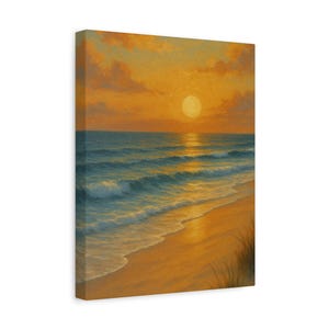 Sunset Beach Canvas Print, Coastal Wall Art, Home Decor, Beach Lover&#39;s Gift, Nautical Artwork, Ocean Scene