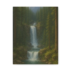Nature-Inspired Matte Canvas Wall Art, Scenic Waterfall Decor for Home, Office, Living Room, Gift for Nature Lovers