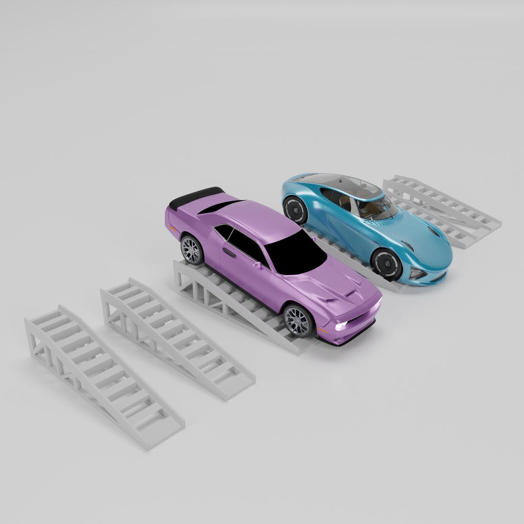 1/64 Scale Single-car Ramp: Diorama Garage Printable (STL, STEP, FBX ...