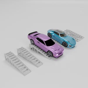 1/64 Scale Single-Car Ramp: Diorama Garage Printable (STL, STEP, FBX) Digital Files