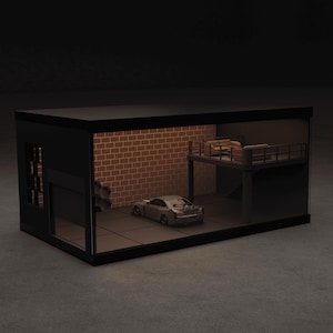 1/64 Scale Modular Garage Diorama: LED Ready | STL, Step, FBX | 3D Print Files (Digital Download)
