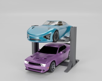 1/64 Dual Car Lift Model | Hot Wheels Display & Diecast Garage Diorama (Digital Download)