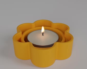 3D Printed Daisy Candle Holder & Organizer: Floral Home Decor (STL FBX STEP Downloadable Files)