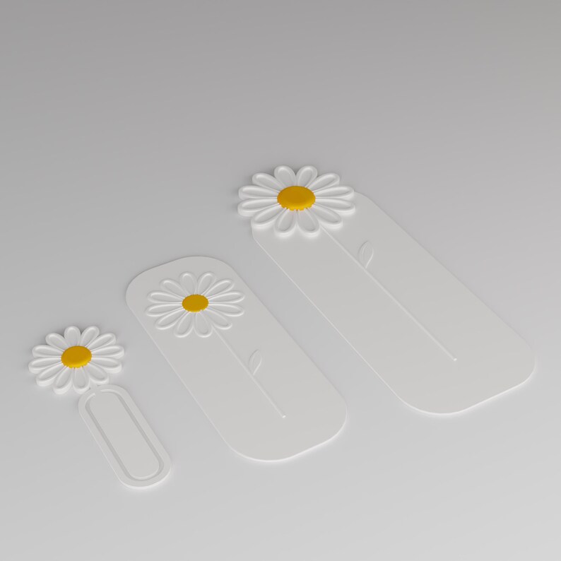 Daisy Flower 3D Bookmark & Paperclip Set: Floral Stationery (Digital Download STL STEP FBX Files) image 5