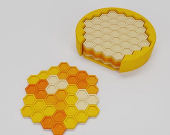 Honeycomb Coaster Set: Bee Theme 3D Print Files (Digital Download)