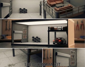 Kit de diorama de garaje modular a escala 1/18 (archivos STL, descarga digital)