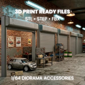 1/64 Scale Roll Up Garage Door STL File, Toy Car Display 3D Print, Diecast Car Diorama Accessories, 1:64 Scale Model Parts(Digital Download)