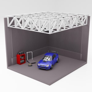 Corner Garage Diorama for 1:64 Scale – 3–4 Car Capacity | STL STEP FBX | 3D Print Files | Digital Download