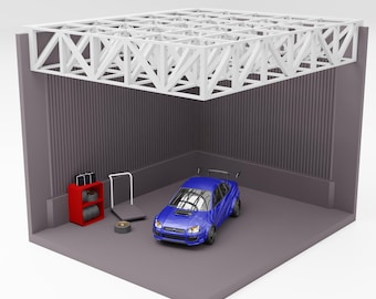 1:64 Scale Corner Garage Diorama – 3D Print Files (Digital Download)