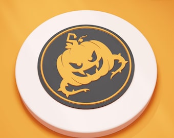 3D Pumpkin Coaster - Angry Halloween Decoration (Digital File)