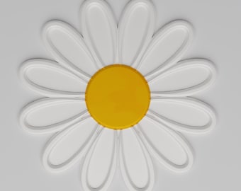Floral Daisy Drink Coaster | 3D Print Files (STL, STEP, FBX) (Digital Download)