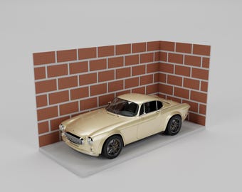 1/64 Scale Brick Wall Garage Diorama STL File | Realistic Texture