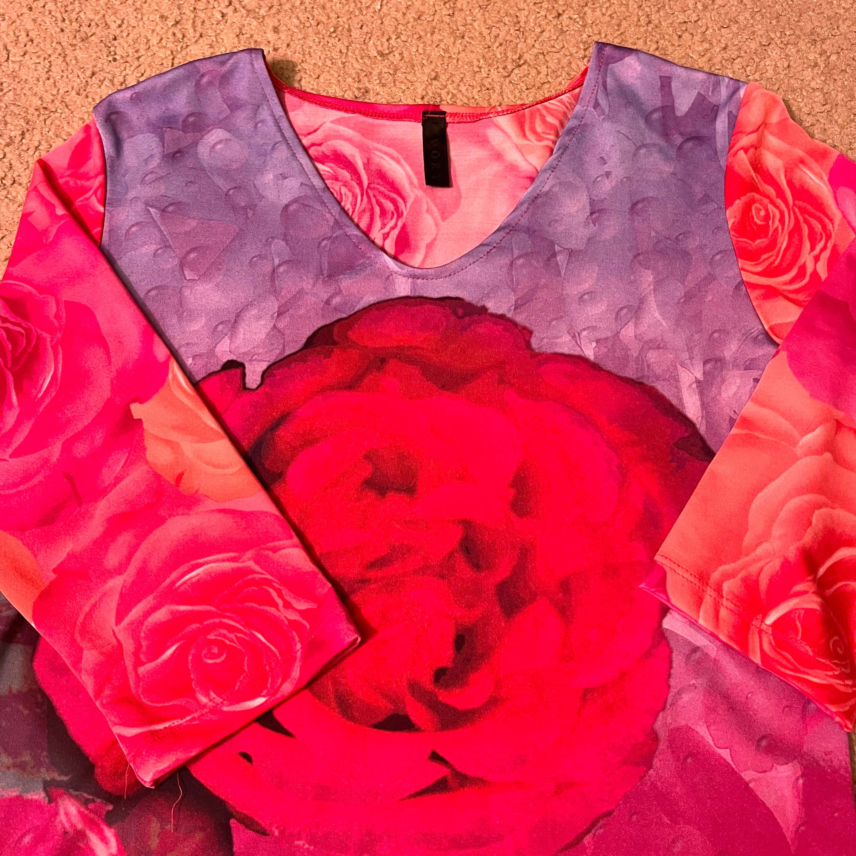 Vintage 90s Y2k Digital Rose Print 3/4 Sleeve Top - Etsy