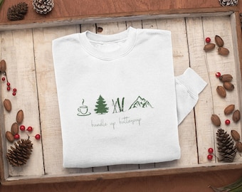 Bundle Up Buttercup Winter Sport Sweatshirt, Ski Sweatshirt, Aesthetic Winter Crewneck, Gift for Skier, Wanderlust, Always Cold, Ski Season