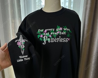 Maglione ricamato Powerless Vicious Little Thing, gadget del libro Powerless Lauren Roberts, felpa con cappuccio Reckless