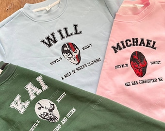 Des Teufels Nachtmasken Besticktes Sweatshirt und Hoodie, Penelope Douglas Dark Romance Merch, Vier Reiter Shirt, Teufels Nacht Shirt