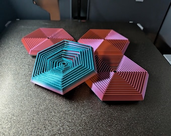 3D-Printed Hexagon Fidget Spinner Set – Customizable Colors - Printed on Demand