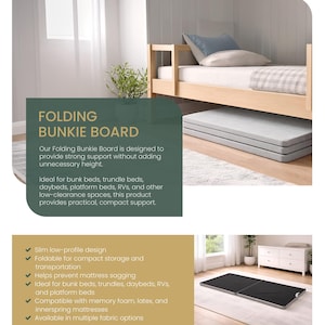 Folding Bunkie Board – 1.5" Low Profile Mattress Support | Compact Bed Base for Platform, Trundle, Bunk Beds, or RV