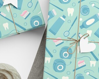 Dental-Themed Gift Wrap Paper, Dentist, Hygienist Gift