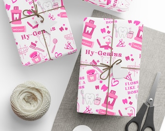 Pink Dental Hy-Genius Wrapping Paper, Dental Hygienist