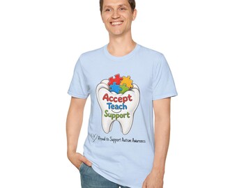 Autism Puzzle Heart Accept Teach Support T-Shirt | Dental Tee