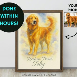 Personalized Digital Pet Portraits from photo, Custom Dog and Cat painting gift memorial decorative wall art.