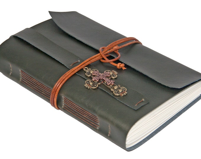 Large Faux Leather Journal With Cross Bookmark Choice of 4 Colors Etsy
