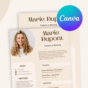 Canva Lebenslauf + Anschreiben-Vorlage – Professionelle französische Vorlage – Bearbeitbar, A4