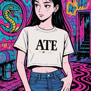 Chic Women&#39;s Crop Tee - &#39;ATE&#39; Inspirational Shirt, Casual Wear, Perfect for Summer, Gift for Foodies, Trendy Street Style