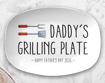 Personalized Dad's Grilling Plate, Custom Platter Father's Day Gift, Custom BBQ Dad Gift, Grill Master Daddy Birthday Gifts, Grandpa Plate