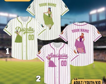 Personalized Cinderella's Stepsisters Baseball Jersey, Custom Drizella Anastasia Baseball Jersey, Funny Jerseys, Disneyland Matching Shirt