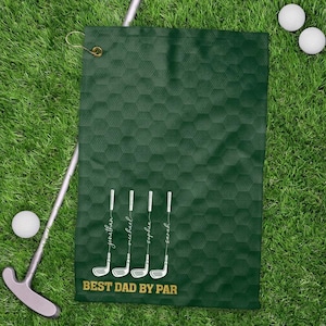 Personalized Best Dad By Par Golf Towels, Best Grandpa By Par Golf Towels, Custom Name Father Day Golf Gift, Golf Lover Gift, Dad Golf Gift