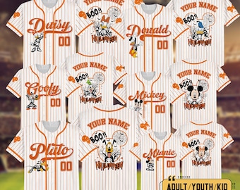 Personalized Mickey Halloween Cosplay Baseball Jersey, Halloween Family Shirt, Custom Mickey & Friends Baseball Team Jersey RE-MK081