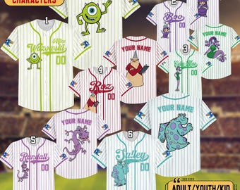 Personalized Disney Monsters University Baseball Jersey, Custom Disney Monster Inc James Sullivan Cyan Baseball Jersey, Disney Trip Shirts
