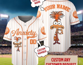 Custom Disney Inside Out Anxiety Baseball Jersey, Personalized Inside Out Family Matching Jerseys, Inside Out Disneyland Trip Shirt