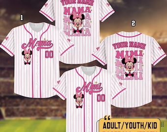 Personalized Minnie Mama Mini Baseball Jersey, Disney Mom Daughter Jerseys, Family Matching Shirts, Mother's Day Gift, Disneyland Outfit