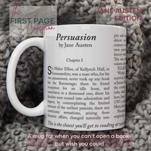 Jane Austen Persuasion First Page Mug, Personalized Literary Gift for Book Lovers, Austen Fan Coffee Cup, Reading & Kitchen Decor