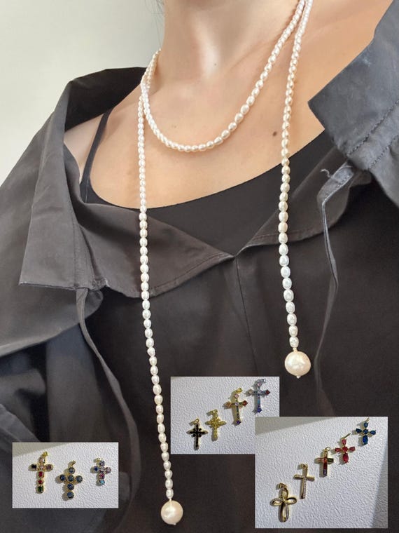 Freshwater Pearl Rope Necklace 130 cm 51 in Endless Baroque Pearl Multi Wrap Scarf Style Vintage Flapper Jewelry Cross Layer Option