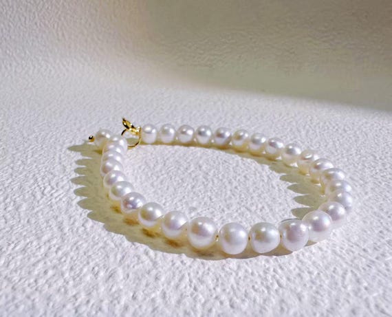 Freshwater Pearl Bracelet 5 mm Near Round Beads Everyday Jewelry Handmade Bridal Bridesmaid or Friendship Goodie Bag Gift