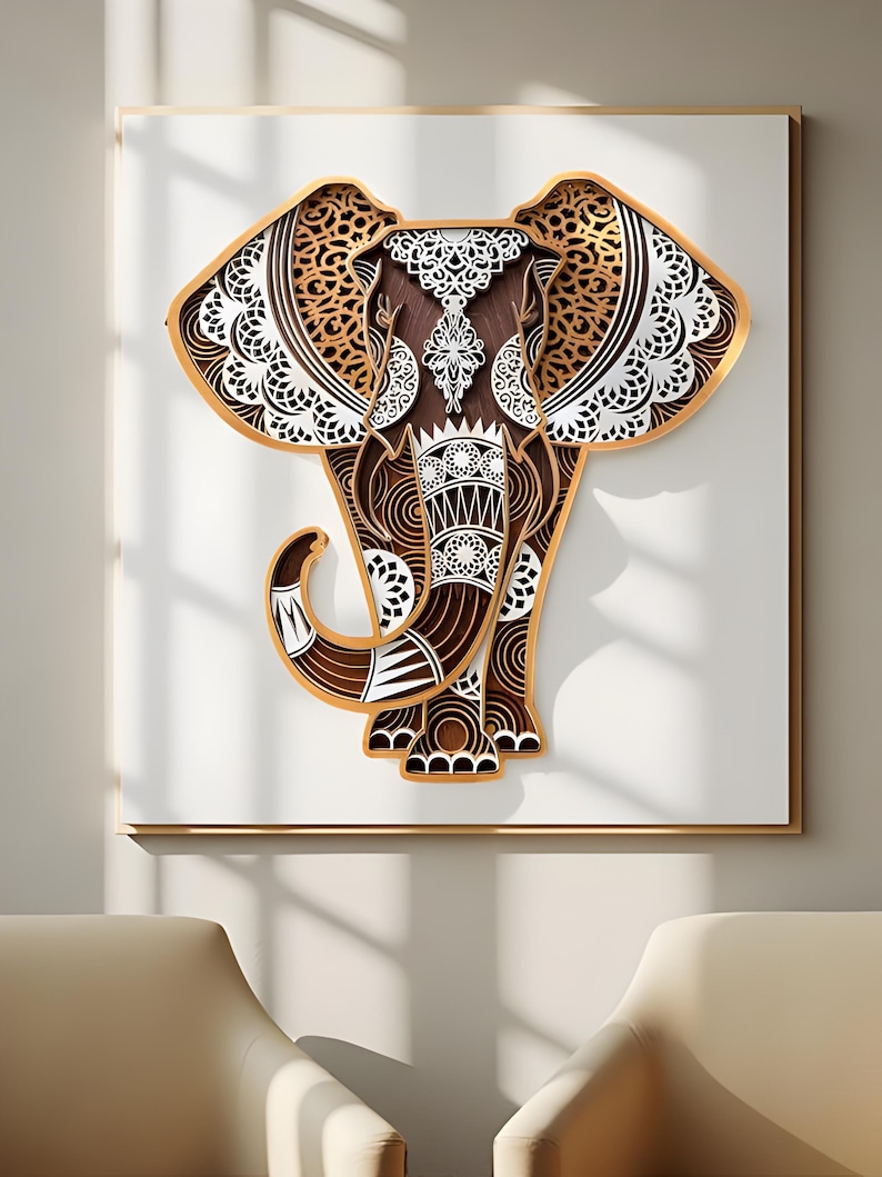 Boho Mandala Elephant Wall Art | 3D Multilayer Laser Cut Design for ...