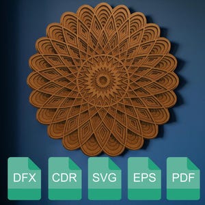 Laser Cut Multilayer Mandala Frame Wall Art  SVG, DFX, PDF file.