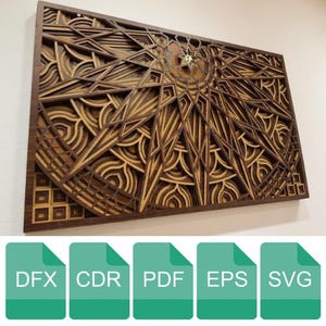 Multilayer Laser cut Mandala Frame Wall Art  SVG, DFX, PDF file