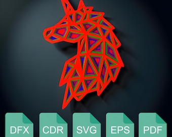Multilayer Laser cut Unicorn Frame Wall Art  SVG, DFX, PDF file