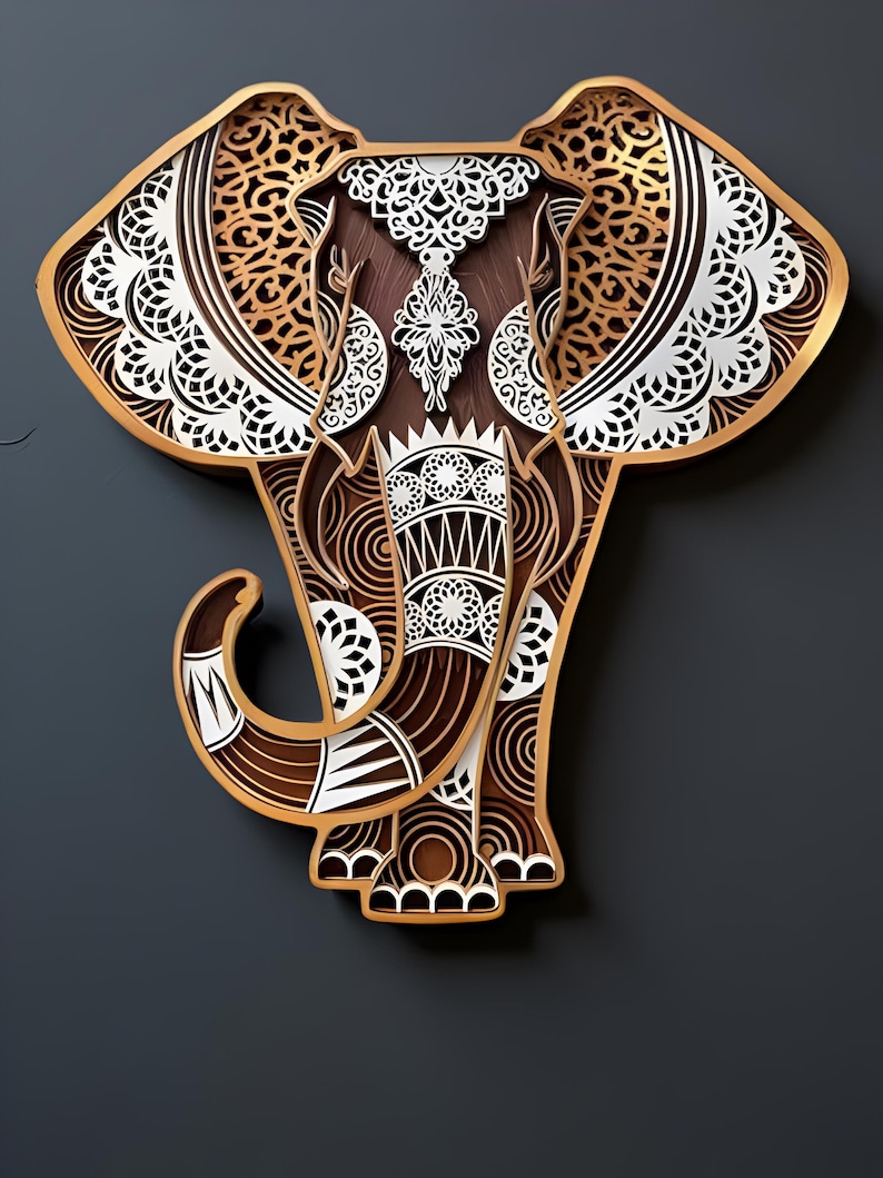 Boho Mandala Elephant Wall Art | 3D Multilayer Laser Cut Design for ...